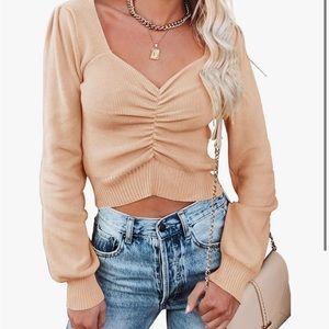Off the shoulder, v neck sweater